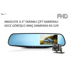 Angeleye Ks-529 Dikiz Aynası Şeklinde Hd Gece Görüşlü Çift Kamera